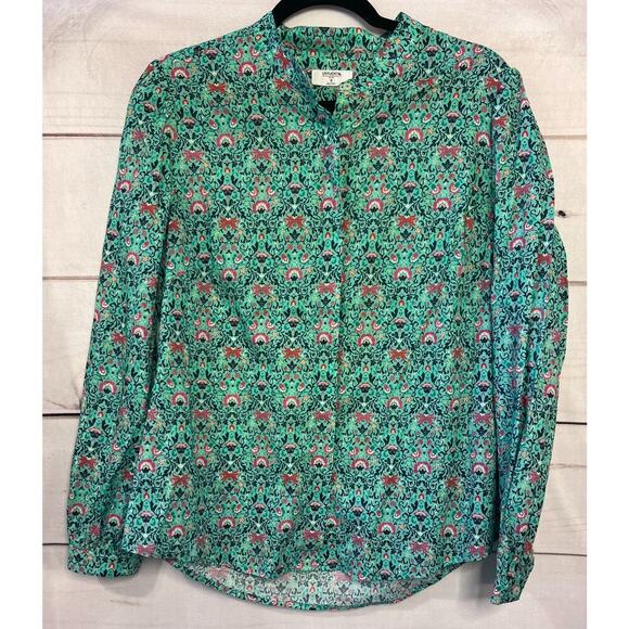 Untuck It For Her Button Up Top Green Floral Size 8 EUC - Picture 1 of 6